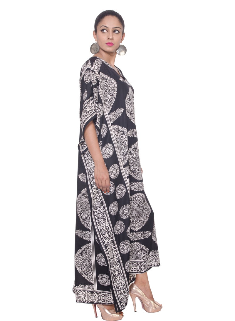 Plus Size Polyester Caftan Dress Long Maxi Paisley Print Gown Beach Cover Up for women