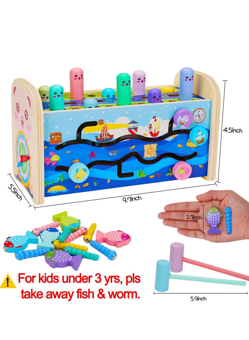 Educational Wooden Montessori Toys for Toddler Sensory Toy Developmental Learning Hammering Pounding Toys Xylophone Fine Motor Skill Toy 1-3 Preschool Activity