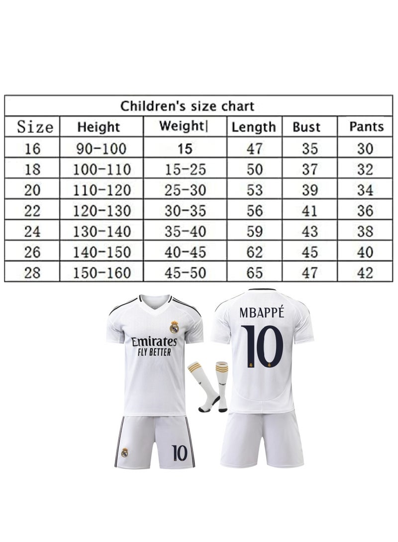 2425 Real Madrid Mbappe No.10 Football Jerseys Kids Soccer Shirt Sportswear Suit