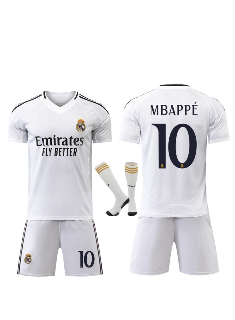 2425 Real Madrid Mbappe No.10 Football Jerseys Kids Soccer Shirt Sportswear Suit