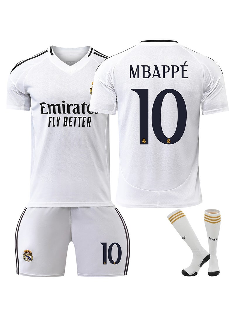 2425 Real Madrid Mbappe No.10 Football Jerseys Kids Soccer Shirt Sportswear Suit