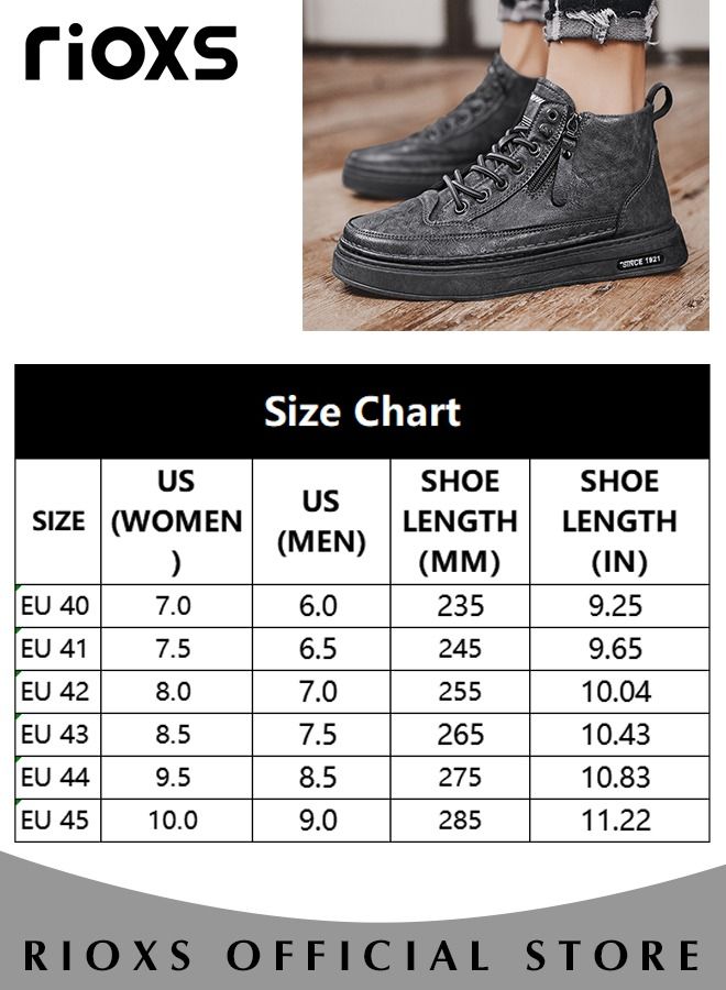 Men's Casual Leather Boots,Fashion High Top Sneaker,Lightweight Lace Up Flat Shoes,Dressy Sneaker Ankle Boot For Men,Daily Walking Shoes For Office Family Parties Holiday Travel, Pair With Jeans Jacks Coat