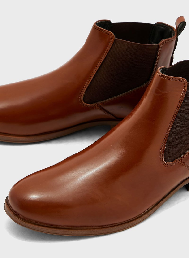 Faux Leather Chelsea Boots