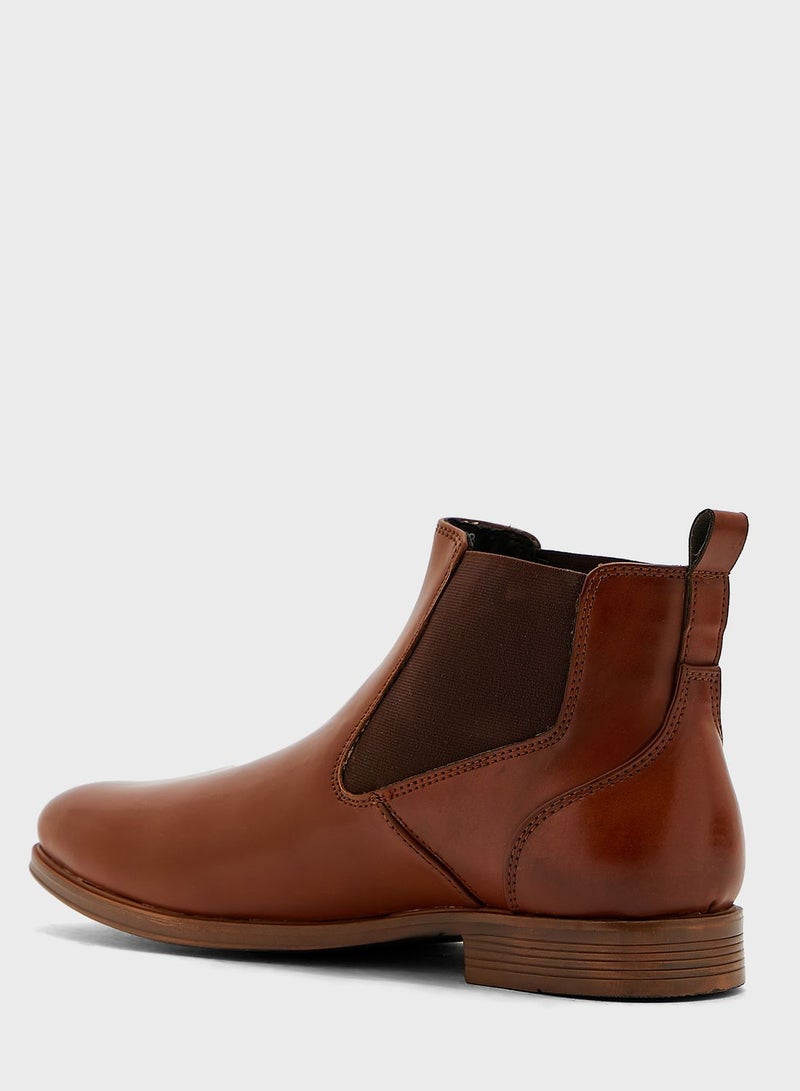 Faux Leather Chelsea Boots