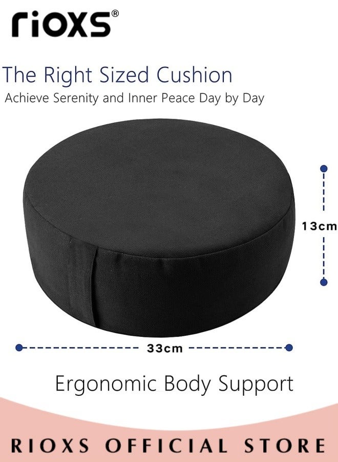 Yoga Cushion,Round Yoga Bolster,Zabuton Meditation Pad,Fitness Meditation Bolster With Organic Cotton Cover Kneeling Pillow,Premium Yoga Pillow For Sitting On Floor Zippered Cotton Cover