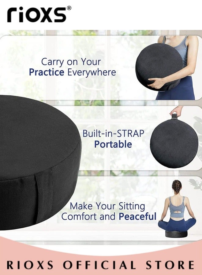 Yoga Cushion,Round Yoga Bolster,Zabuton Meditation Pad,Fitness Meditation Bolster With Organic Cotton Cover Kneeling Pillow,Premium Yoga Pillow For Sitting On Floor Zippered Cotton Cover