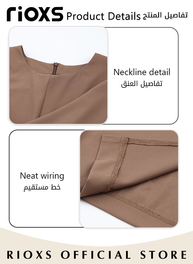 Women's Fashion Slim Dress Long Sleeve Round Neck Bodycon Sheath Dress Casual Solid Pencil Dress