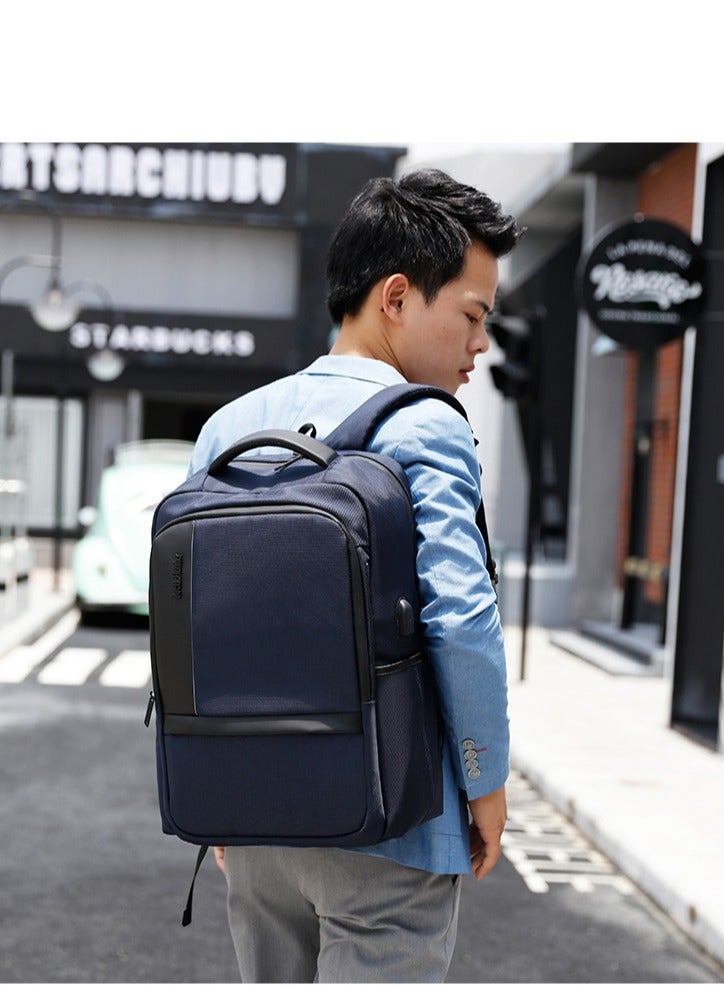 Casual Travel Backpack Water Resistant Unisex School College Bag with Built in USB Port and Laptop Compartment for Men and Women B00120C Blue