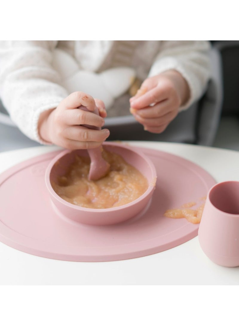 First Food Set - 100% Silicone Baby Feeding Set With Built-In Placemat, Training Cup And Spoons For First Foods + Baby Led Weaning - 4 Months+ - Olive