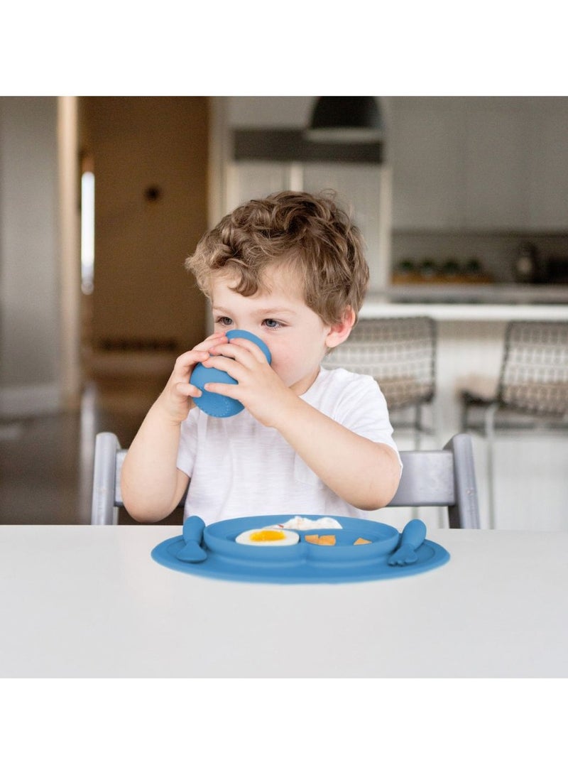 Mini Baby Feeding Set - Baby Led Weaning - 100% Silicone Silicone Baby Feeding Set, Plate, Fork & Spoon For Infants + Toddlers - Sienna