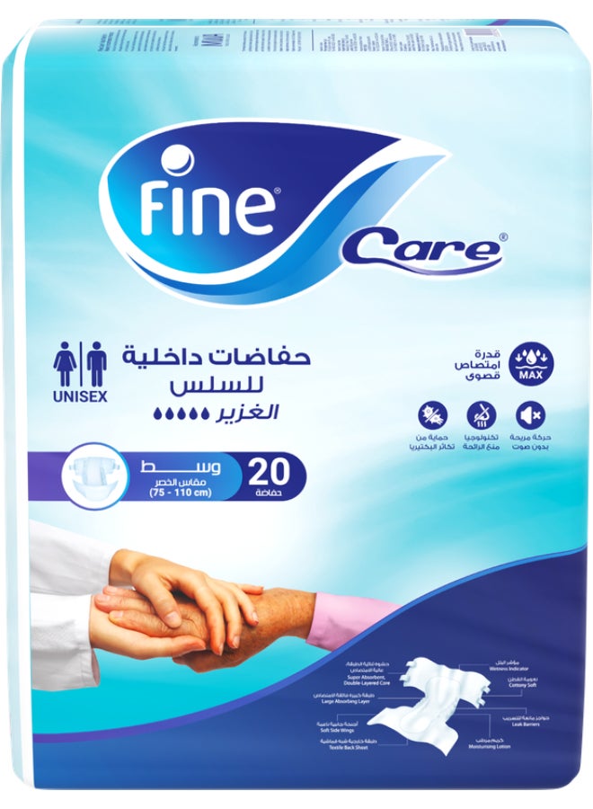 Care Incontinence Adult Diapers Breifs, Medium Size ,Waist 75-110 cm Count 20