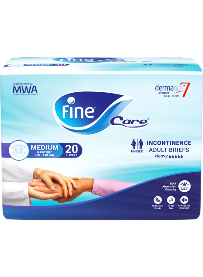 Care Incontinence Adult Diapers Breifs, Medium Size ,Waist 75-110 cm Count 20