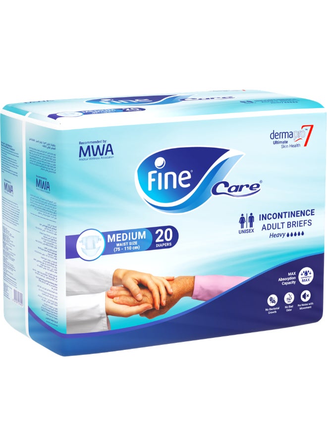 Care Incontinence Adult Diapers Breifs, Medium Size ,Waist 75-110 cm Count 20