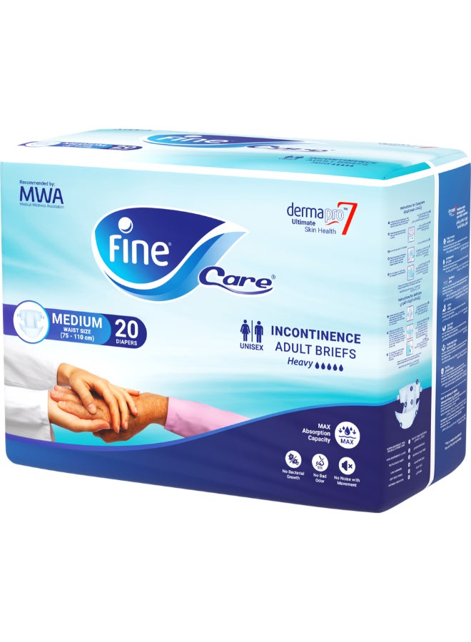 Care Incontinence Adult Diapers Breifs, Medium Size ,Waist 75-110 cm Count 20