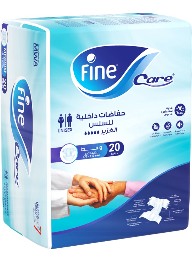 Care Incontinence Adult Diapers Breifs, Medium Size ,Waist 75-110 cm Count 20