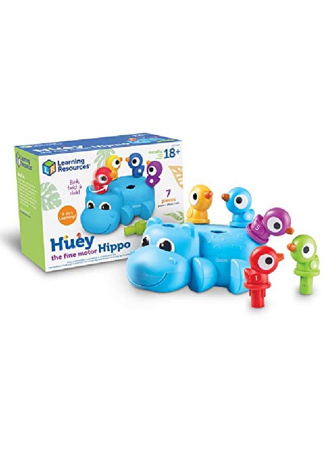 Huey The Fine Motor Hippo Fine Motor Toy For Toddlers Develops Counting And Color Recognition Educational Toys For Toddlers 7 Pieces Ages 18 Mos+