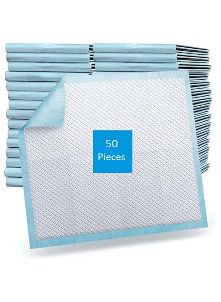 50-Pieces Packed in 5 Pouches 60 cm x 90 cm XL Disposable Underpads, Incontinence Pads, Chux, Bed Covers, Puppy Training Thick, Super Absorbent Protection for Kids Adults Elderly