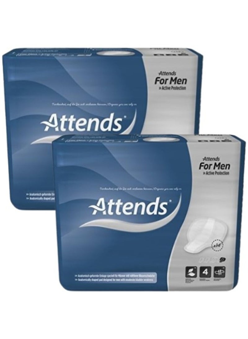 2 Count Attends Incontinence Pad for Men Level 4 (Pack of 14)