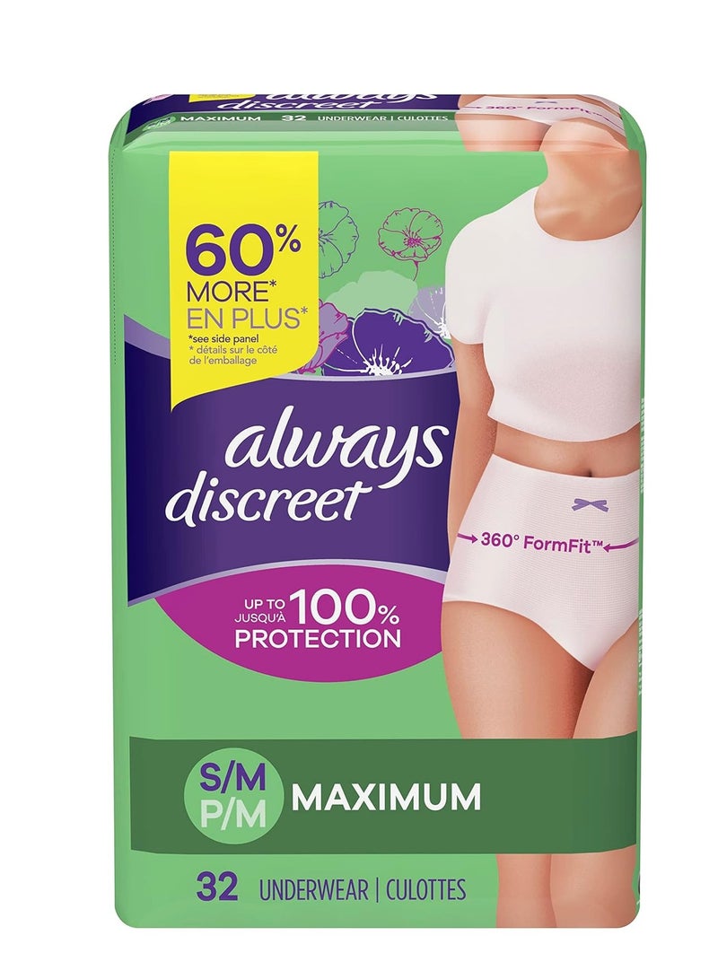 Pack Of 32 Adult Incontinence And Postpartum Incontinence Underwear For Women, Small/Medium Packaging may vary