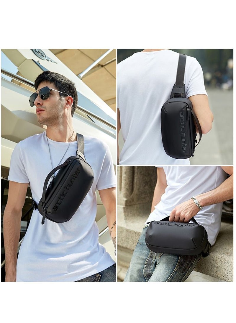 Chest Bag for Men Side Bag Stylish Sling Bag Shoulder Bag for Men with Handle Water Scratch Resistant Cross Body Bag for Travel Daily use Black