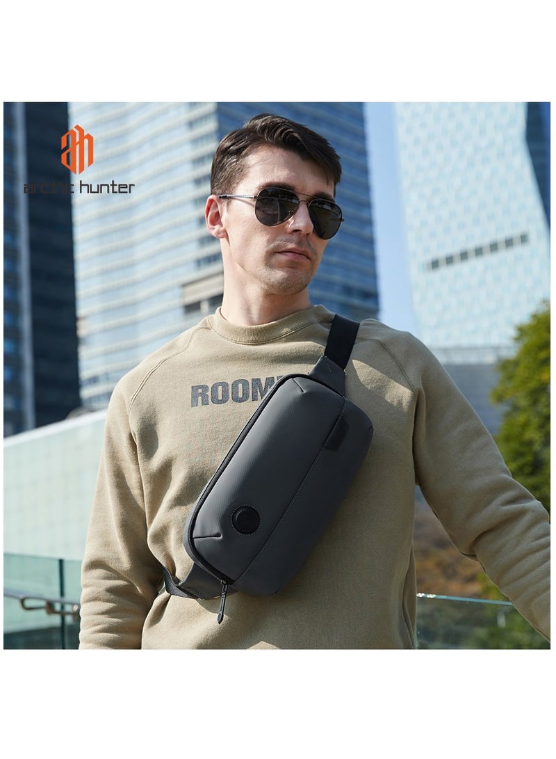 Waist Bag Anti-Theft Water Resistant Shock Proof Business Leisure Crossbody Chest Bag for Men Women Y00557 Grey