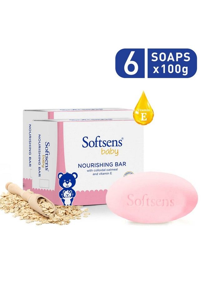 Baby Nourishing Soap Bar Enriched With Colloidal Oatmeal Shea Butter & Vitamin E I Dermatologically Tested & Paraben Free For Baby Skinpack Of 6 (100 Gms X 6)