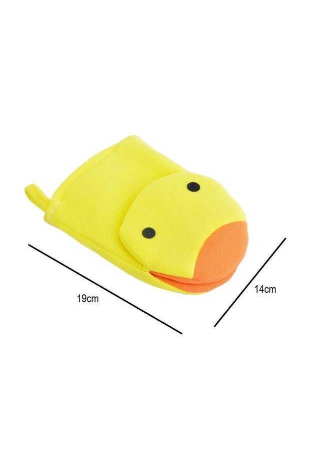 Animal Face Cartoon Bathing Gloves Children Cartoon Bath Towel Baby Bath Gloves(Yellow)