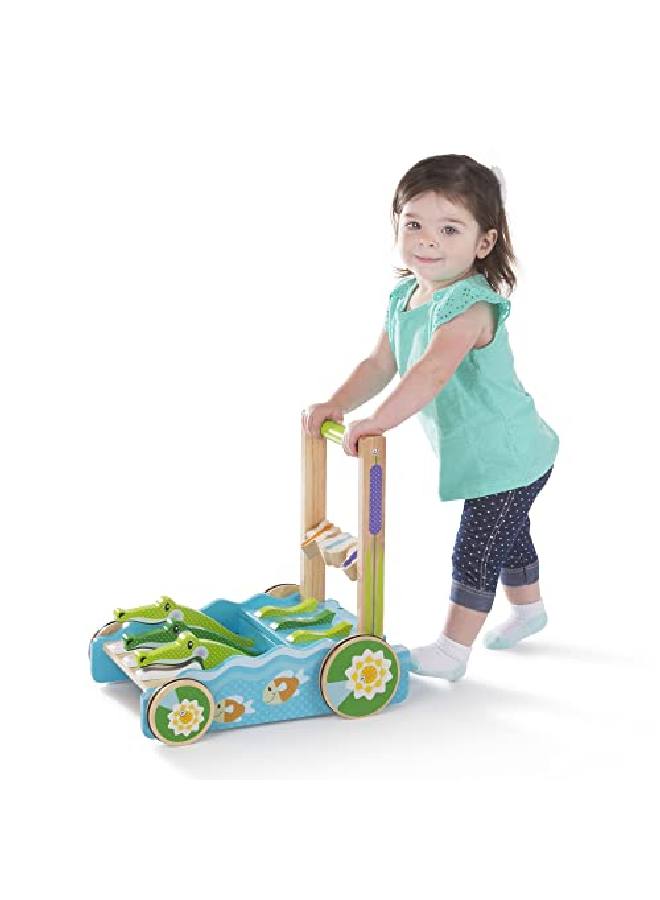 First Play Chomp And Clack Alligator Wooden Push Toy And Activity Walker