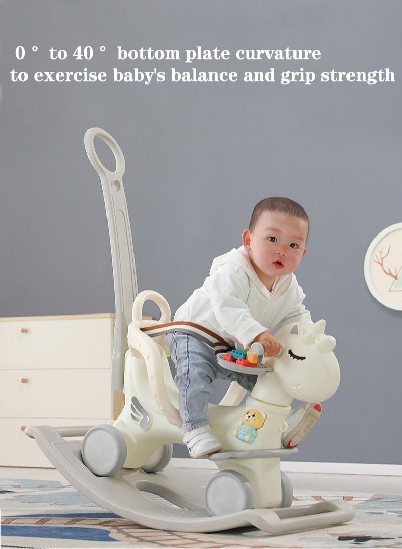 Rocking Horse 3 IN 1 Baby Rocking Horse Ride On Toys for Toddler 1-6 Years Balance Bike Toys for Balance Bike with 4 Silence Wheels with Sunshade