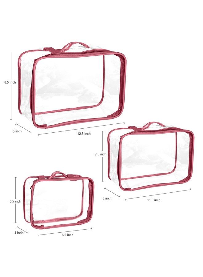 3 Pieces Cosmetic Toiletry Bags With Zipper Waterproof Makeup Bag Travel Bag Clear Cosmetic Makeup Pouch For Men Women And Kids Business Bathroom (Light Pink)