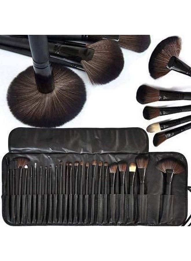 Premium Set Of 24 Pcs Soft Hair Makeup Brush Black (Pack Of 24)