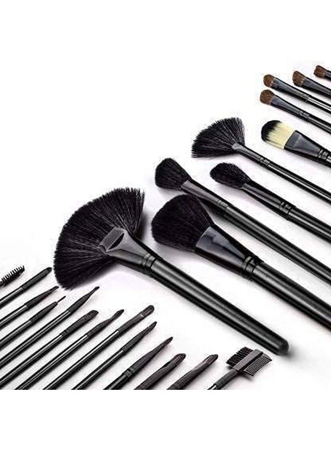 Premium Set Of 24 Pcs Soft Hair Makeup Brush Black (Pack Of 24)