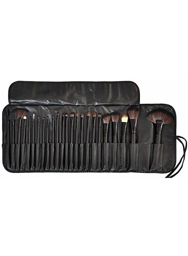 Professional Wood Make Up Brushes Sets With Leather Storage Pouch (Pack Of 24)