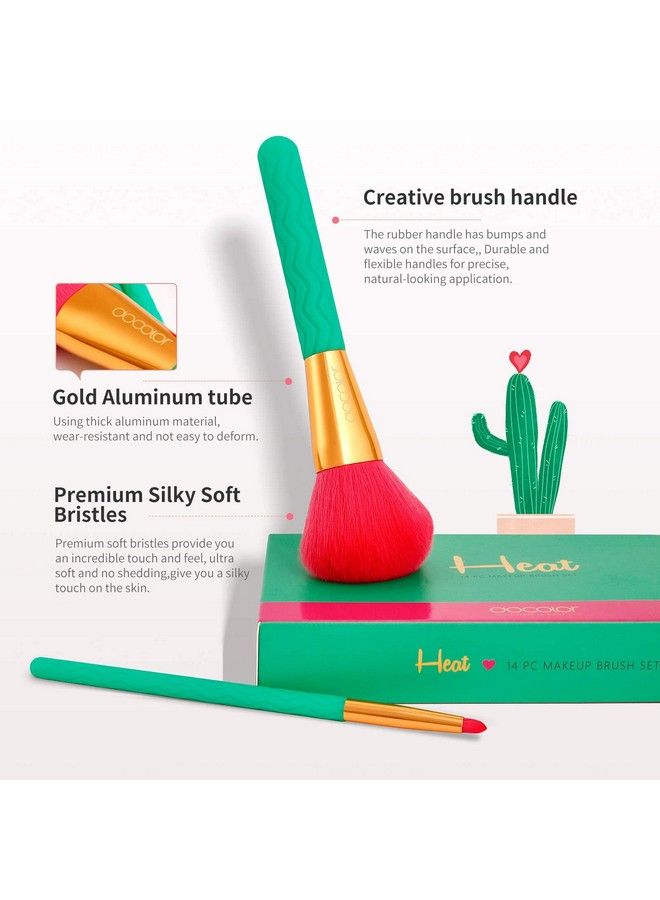 Makeup Brushes Docolor 14 Pcs Makeup Brush Set Premium Synthetic Kabuki Foundation Blending Face Powder Blush Concealers Eyeshadow Make Up Brush Set Full Coverage Foundation Summer Gift