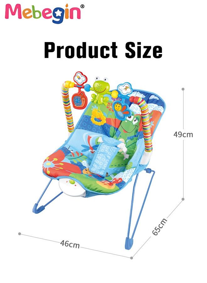 2 In 1 Baby Bouncer Chair with Removable Toy Bar, Washable Cushion and Non-slip Base, Adjustable Infant-to-Toddler Rocker with Music and Soothing Vibration Button, Newborn Essentials