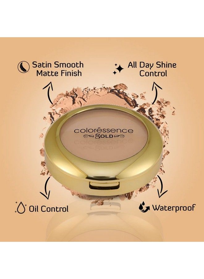 Glitterati Compact Powder Gold Range Spf 15 Oil Free Matte Finish Face Satin Pressed Formula 10G Natural