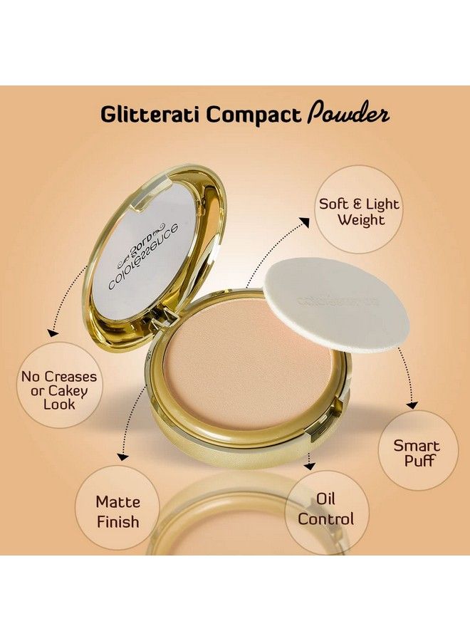 Glitterati Compact Powder Gold Range Spf 15 Oil Free Matte Finish Face Satin Pressed Formula 10G Natural