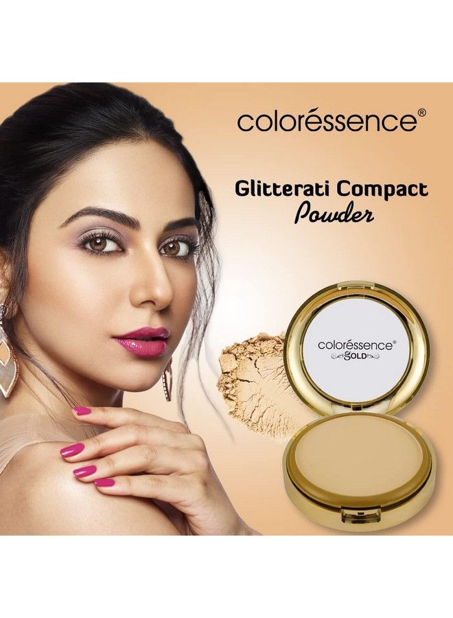 Glitterati Compact Powder Gold Range Spf 15 Oil Free Matte Finish Face Satin Pressed Formula 10G Natural