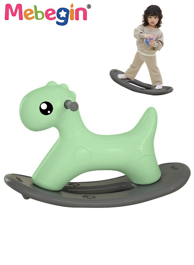 2 in 1 Interactive Rocking Horse, Fun Anti-slip Baby Rocker with Detachable Balance Board, Removable Ride-on Rocking Animal, Wobble Board Balance Game, Creative Early Education Toy, Easy to Swing and Assemble