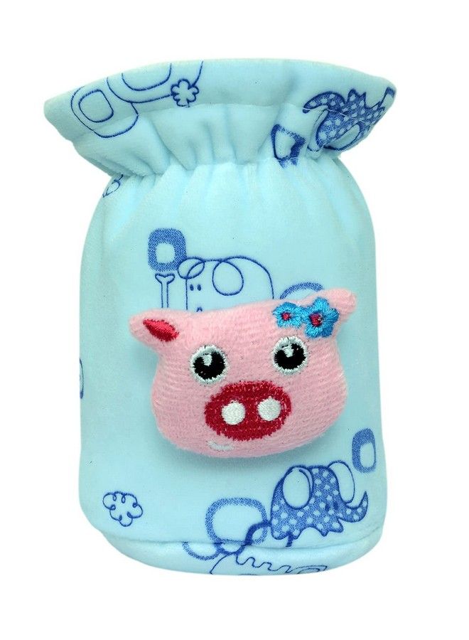 Soft Attractive Stretchable Velvet Plush Cartoon Overall Printed Baby Feeding Cover With Holding Strap Back Suitable For Feeding 40Ml 50Ml 60Ml Broad And Narrow Neck Feeding Bottles (Blueyellow)