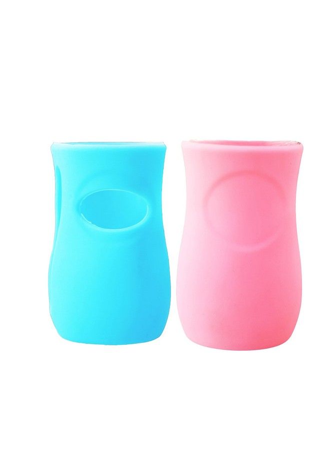 Baby Feeding Glass Bottle Protection Silicone Cover Sleeve Holder Suitable For Wide Neck Avent Feeder; Protector Cover For Babies (Wide Neck 240260Ml 8Oz Pink & Blue)