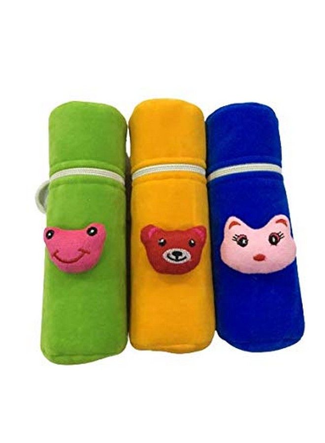 Velvet Bottle Covers For Feeding Bottles With Cute Animal Cartoon Popup 240Ml (Pack Of 2)
