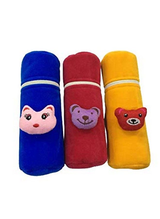 Velvet Bottle Covers For Feeding Bottles With Cute Animal Cartoon Popup 240Ml (Pack Of 2)