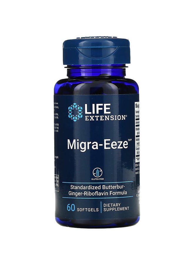 2-Piece Migra-Eeze Standardized Butterbur-Ginger-Riboflavin Formula - 60 Softgels