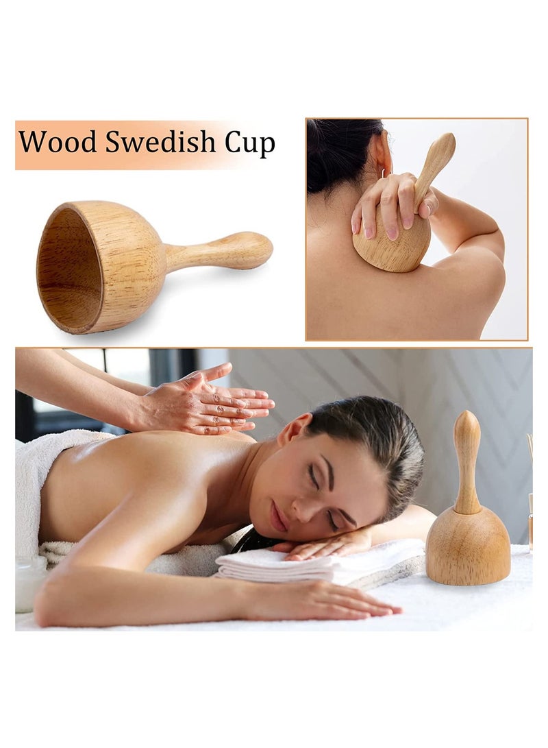 5 In 1 Wood Therapy Massage Tools Maderoterapia Kit Wood Therapy Set Lymphatic Drainage Massager Wooden Gua Sha Tools Wooden Massager Roller Rope For Body Shaping Anti Cellulite