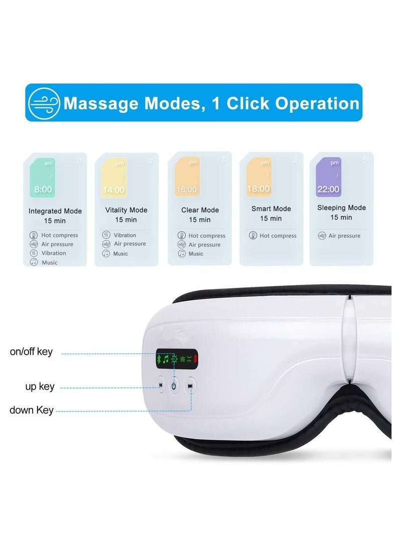 Eye Massager with Heat, Portable Bluetooth Music Rechargeable Eye Heat Massager for Relieve Eye Strain