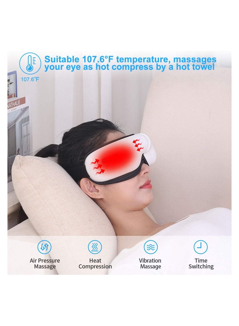 Eye Massager with Heat, Portable Bluetooth Music Rechargeable Eye Heat Massager for Relieve Eye Strain