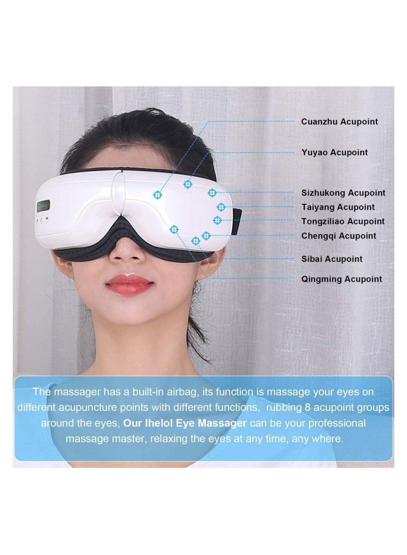 Eye Massager with Heat, Portable Bluetooth Music Rechargeable Eye Heat Massager for Relieve Eye Strain