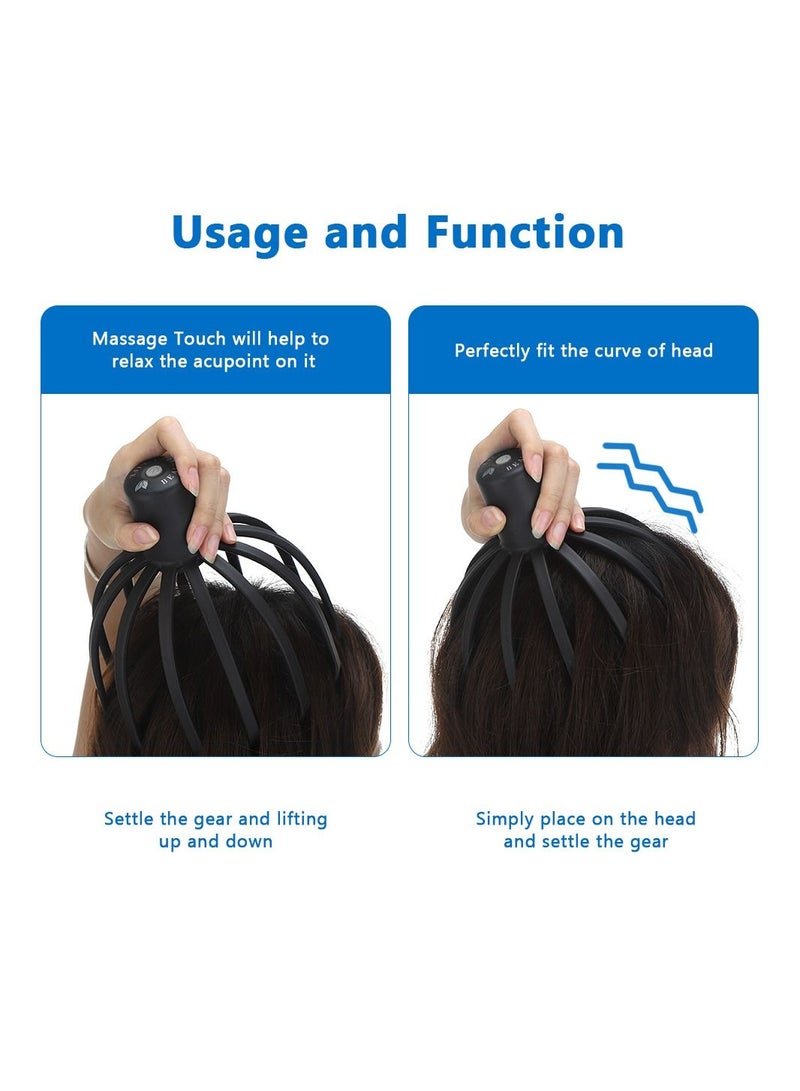 Electric Octopus Claw Head Massager Scalp Therapeutic Head Scratcher Relief Stress Fatigue Vibration Bluetooth Hair Stimulation