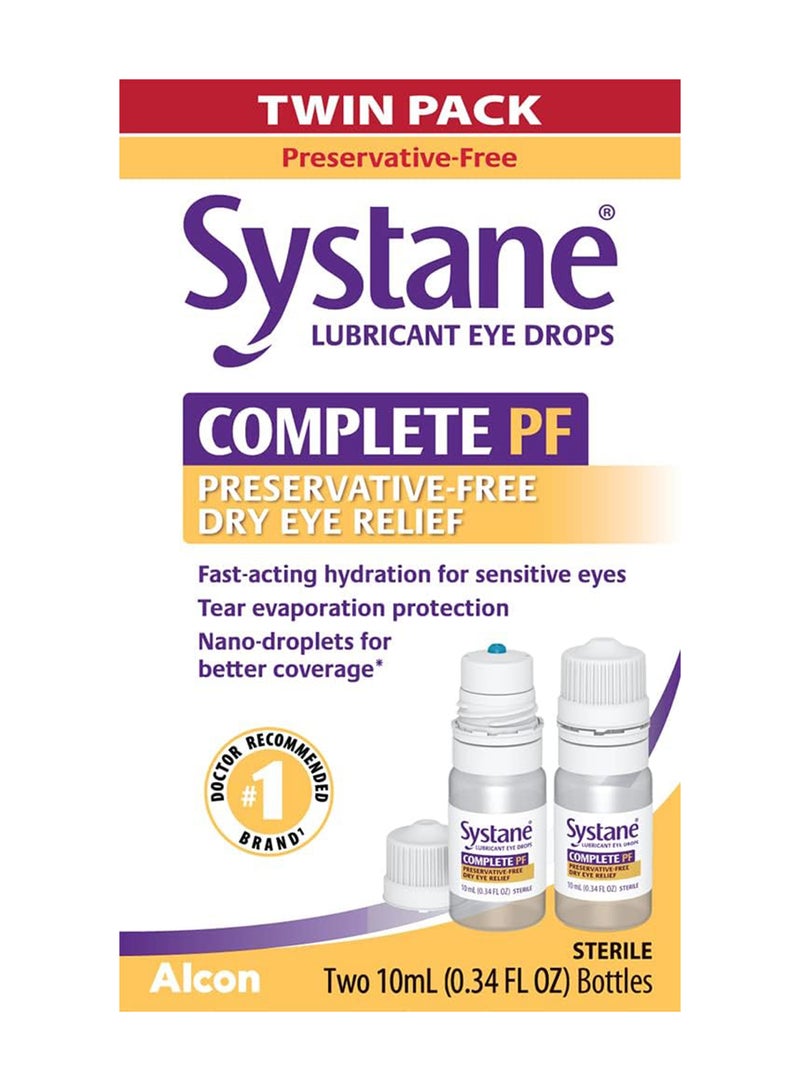 Pack Of 2 Complete Pf Multi-Dose Preservative Free Dry Eye Drops, 2 X 10ML